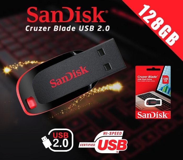 Sandisk cruzer blade 128 gb flash bellek