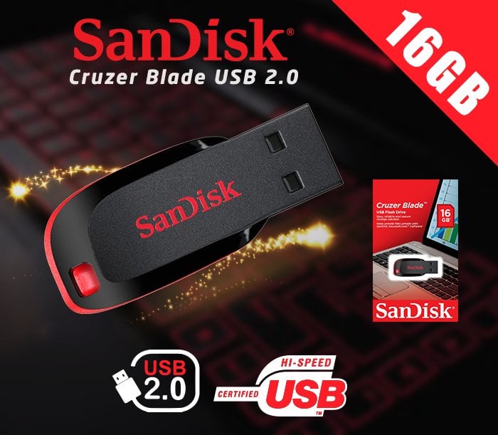 Sandisk cruzer blade 16 gb flash bellek