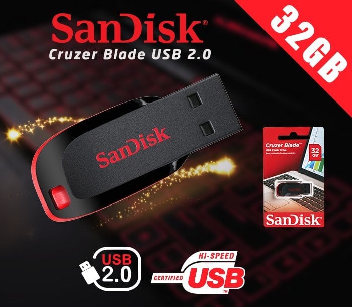 Sandisk cruzer blade 32 gb flash bellek