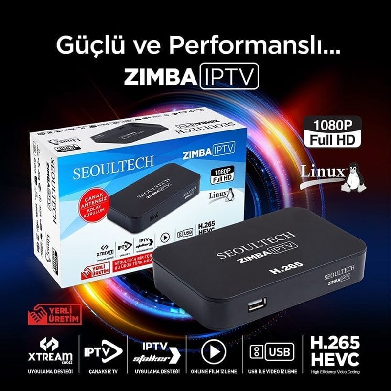 Seoultech Zımba IP TV Ethernet'li Linux Tabanlı H265 Full HD Mini Uydu Alıcısı