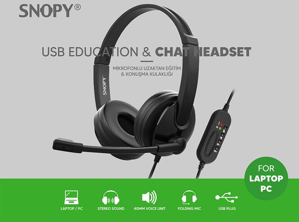 Snopy SN-CS30 Çağrı Merkezi Mikrofonlu Kulaklık