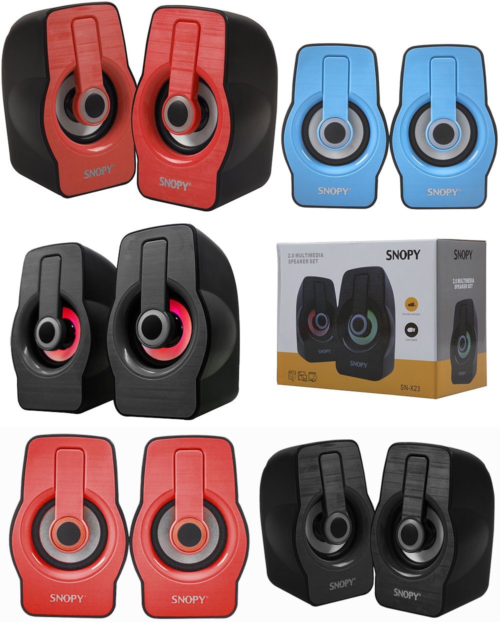 Snopy SN-X23 2.0 Multimedya Rgb Işıklı 3 Watt 2 Usb Hoparlör