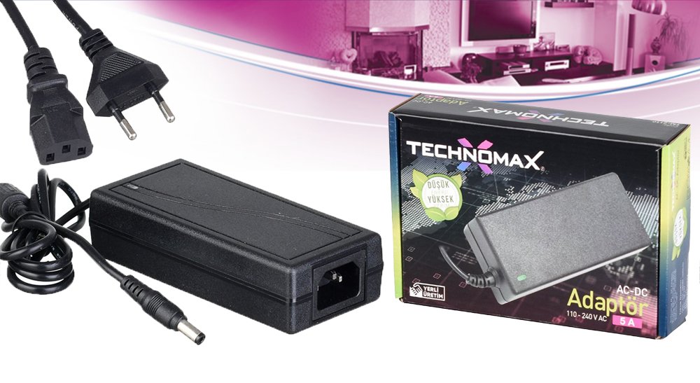 Technomax TM-2110 12 Volt - 5 Amper Plastik Kasa Masaüstü Adaptör