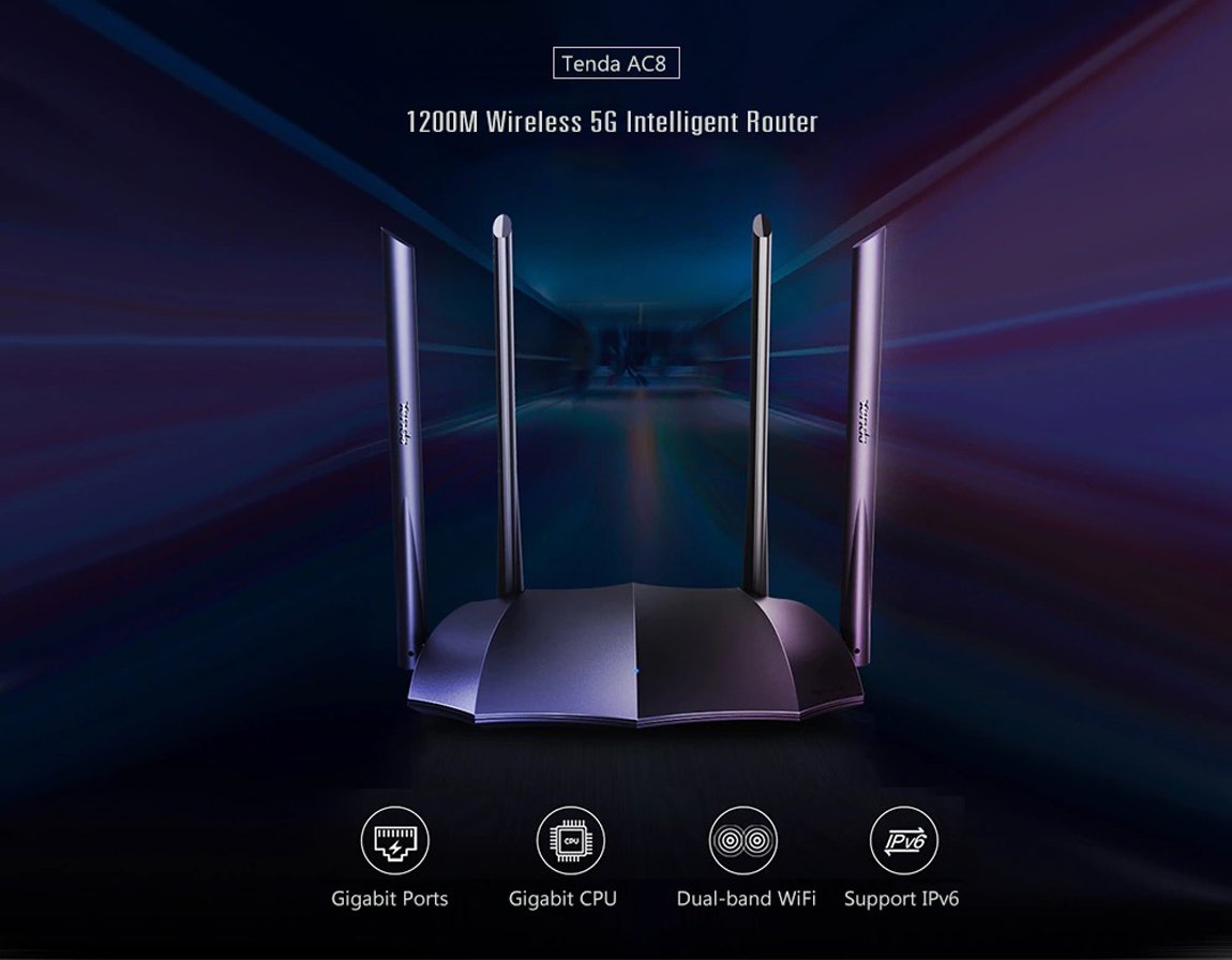 Tenda AC8 4 Port 1200 Mbps Dual Band Router Access Point