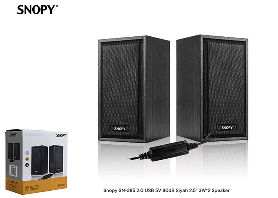 Snopy SN-385 2.0 USB 5V 80dB Siyah 2.5 3W*2 Speaker