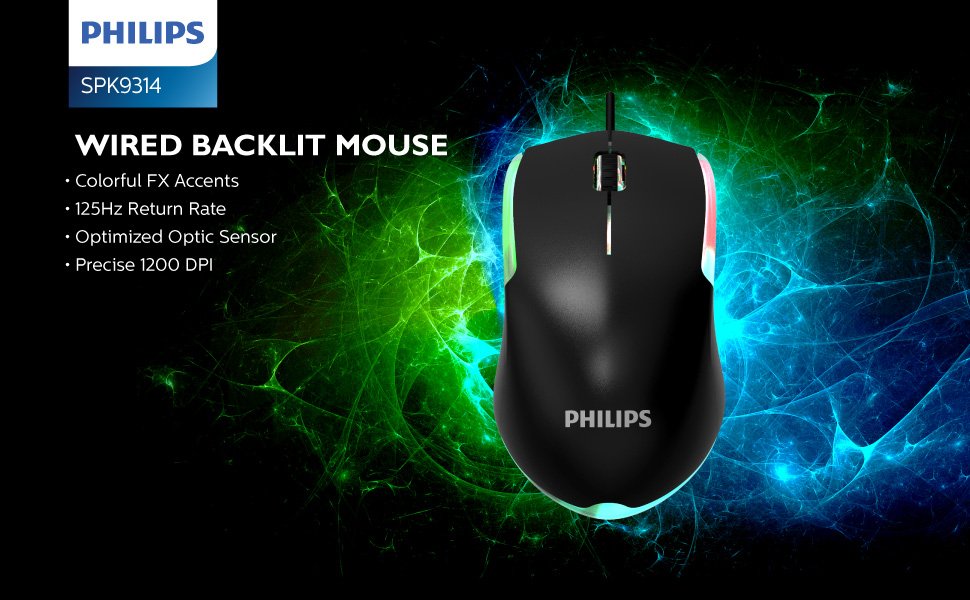 Philips SPK9314 Optik Işıklı Kablolu Mouse 