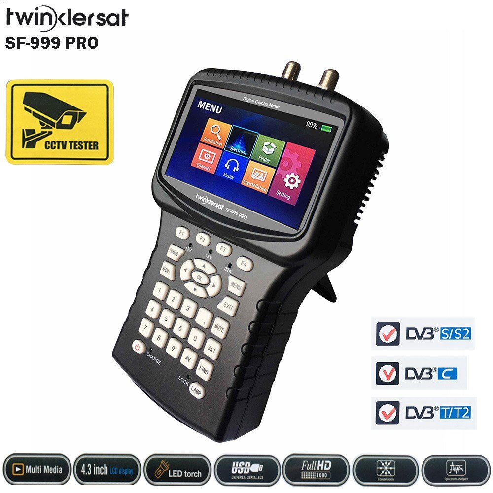 Twinkler SF-999 Pro 4.3'' Ekranlı HD 8 MP Destekli Uydu Yön Bulucu + CCTV Kamera Test Cihazı
