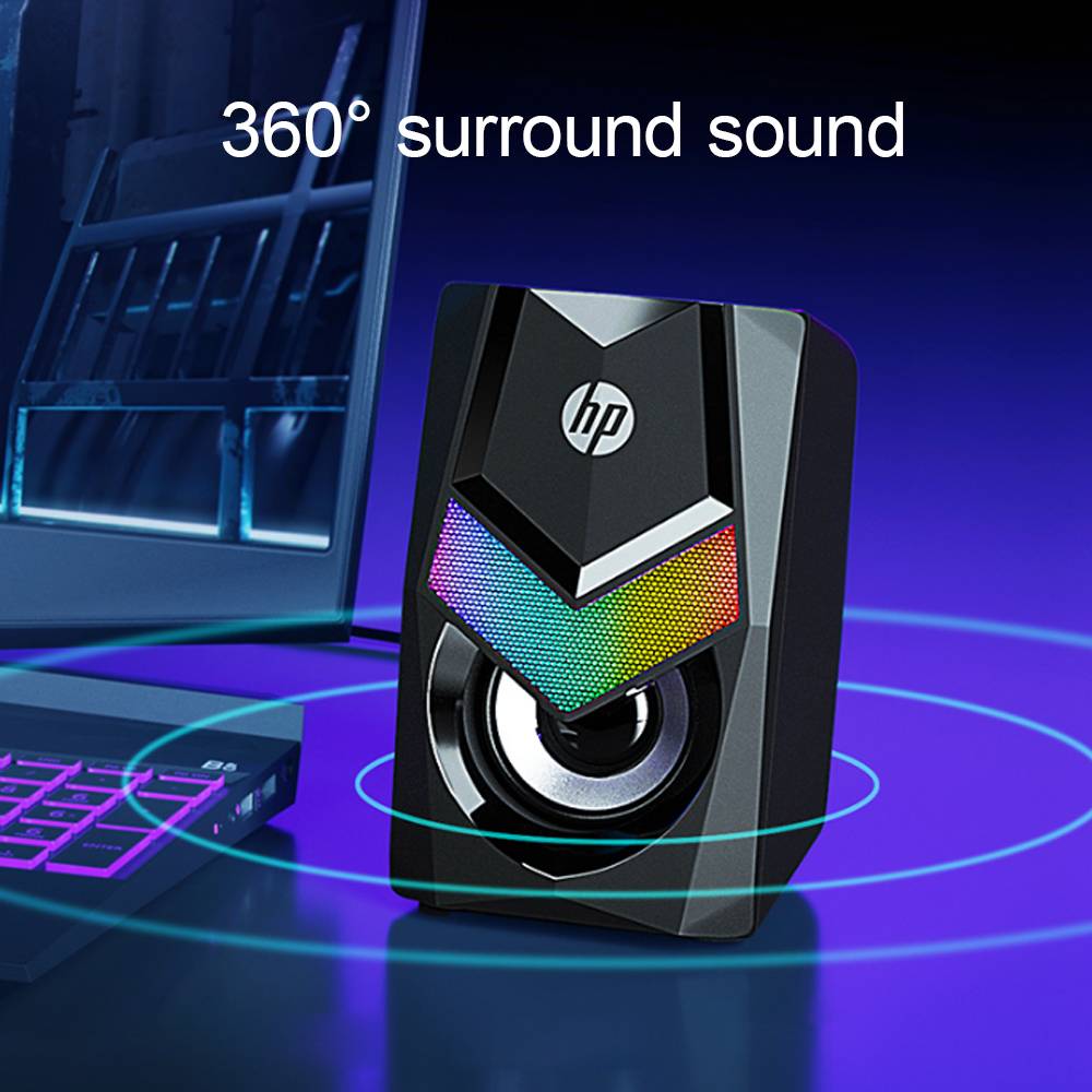 HP DHE-6000 USB + 3.5MM Jacklı Rgb Işıklı Multimedya Stereo 2X3 Watt 1+1 PC Hoparlör