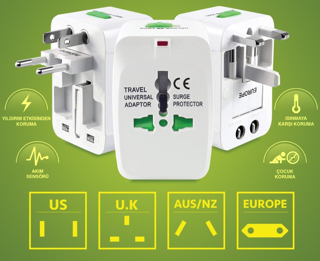 POWERMASTER PM-2886 Universal Çoklu Priz Çevirici Seyahat Adaptörü