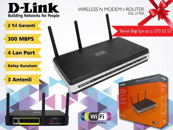 D-Link Adsl-2740R 300 MBPS 4 Port Adsl2 Modem Router