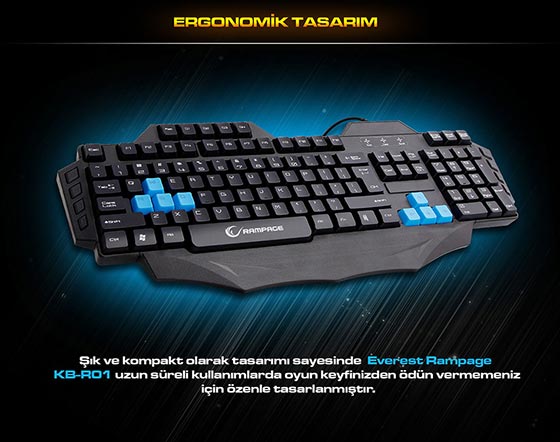Everest Rampage KB-R01 Usb Multimedya Oyun Klavyesi 