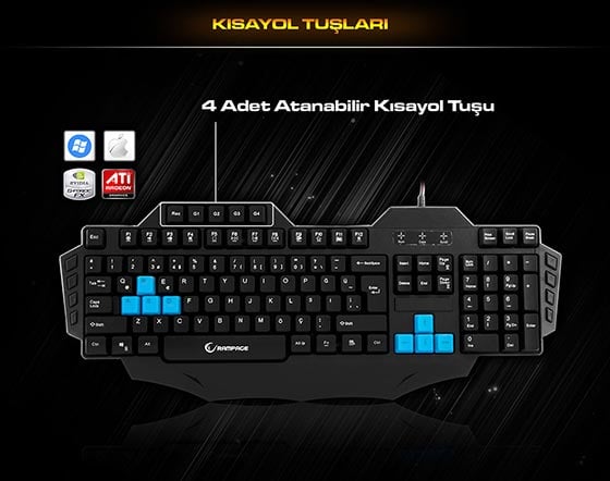 Everest Rampage KB-R01 Usb Multimedya Oyun Klavyesi 
