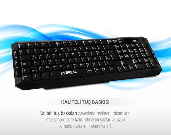 Everest KM-510 Siyah Kablosuz Q Multımedıa Klavye-Mouse Set