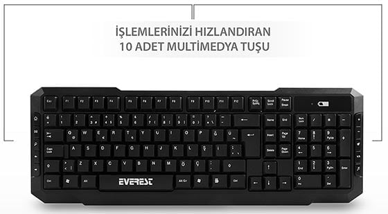 Everest KM-510 Siyah Kablosuz Q Multımedıa Klavye-Mouse Set