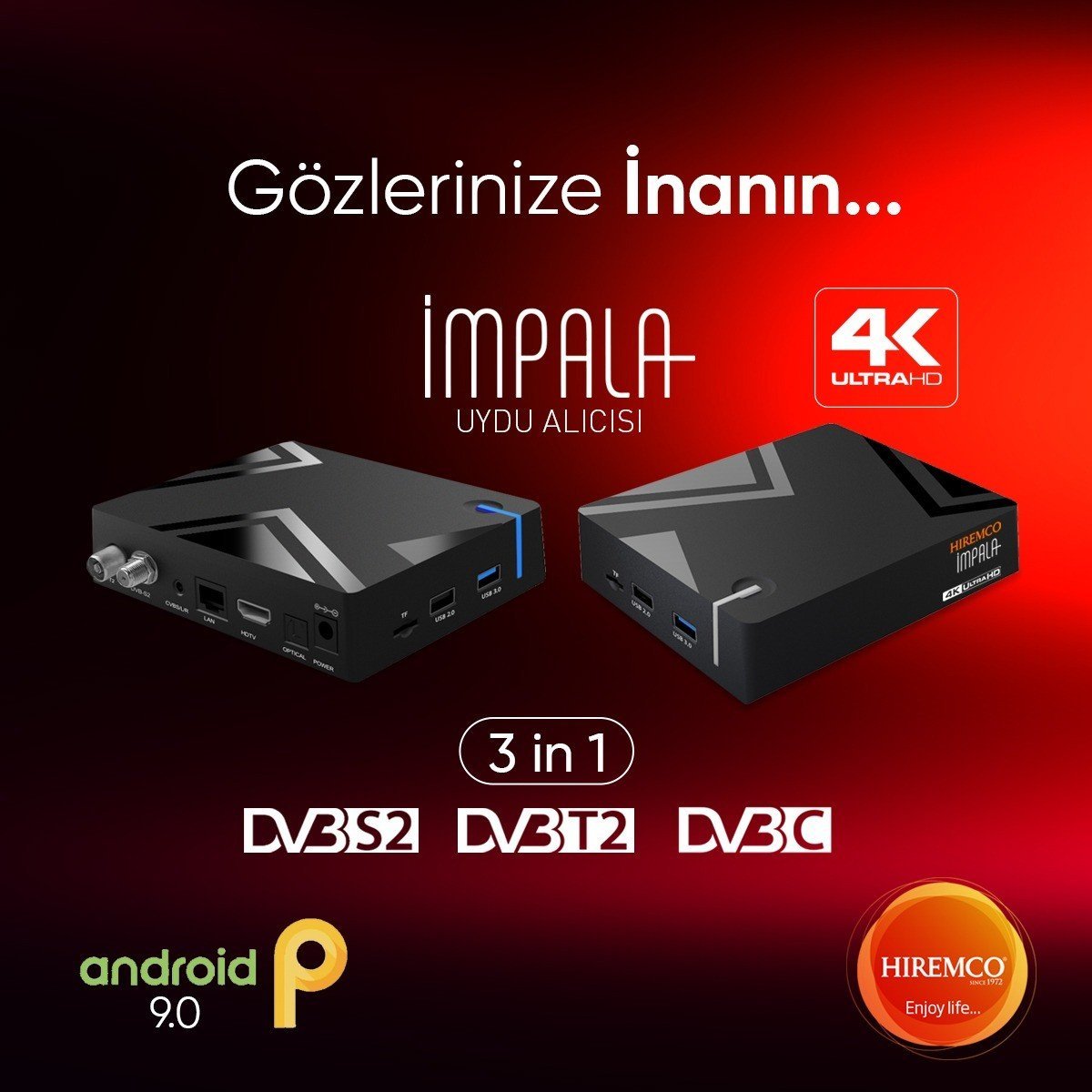Hiremco İmpala S905W 2gb DDR RAM 16gb ROM 4K Ultra HD Mini Hybrid Android 9.0 4k Ip Tv Box 