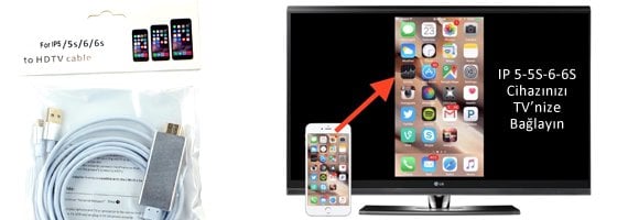 iPhone hd tv hdmi görüntü aktarım kablosu