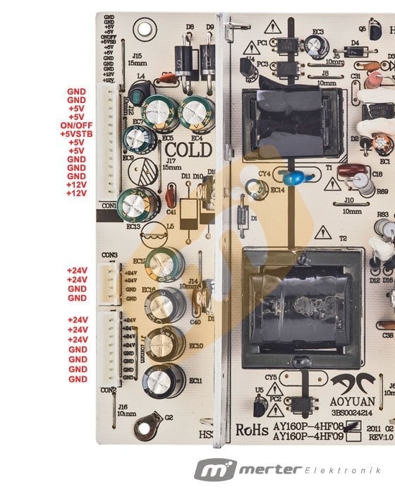 Lcd besleme kartı AY160P 4HF08