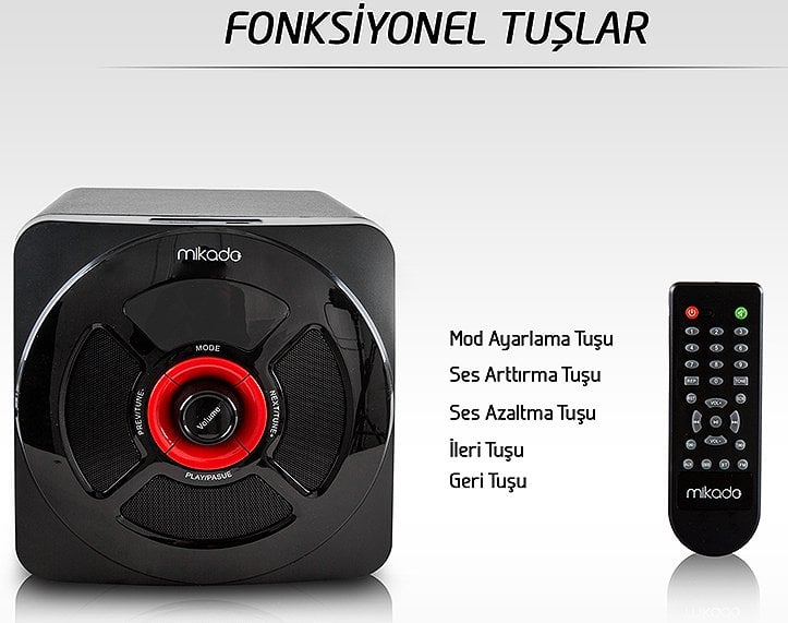 Mikado MD-730BT USB-SD-FM-BT 5-1 Ses Sistemi 4
