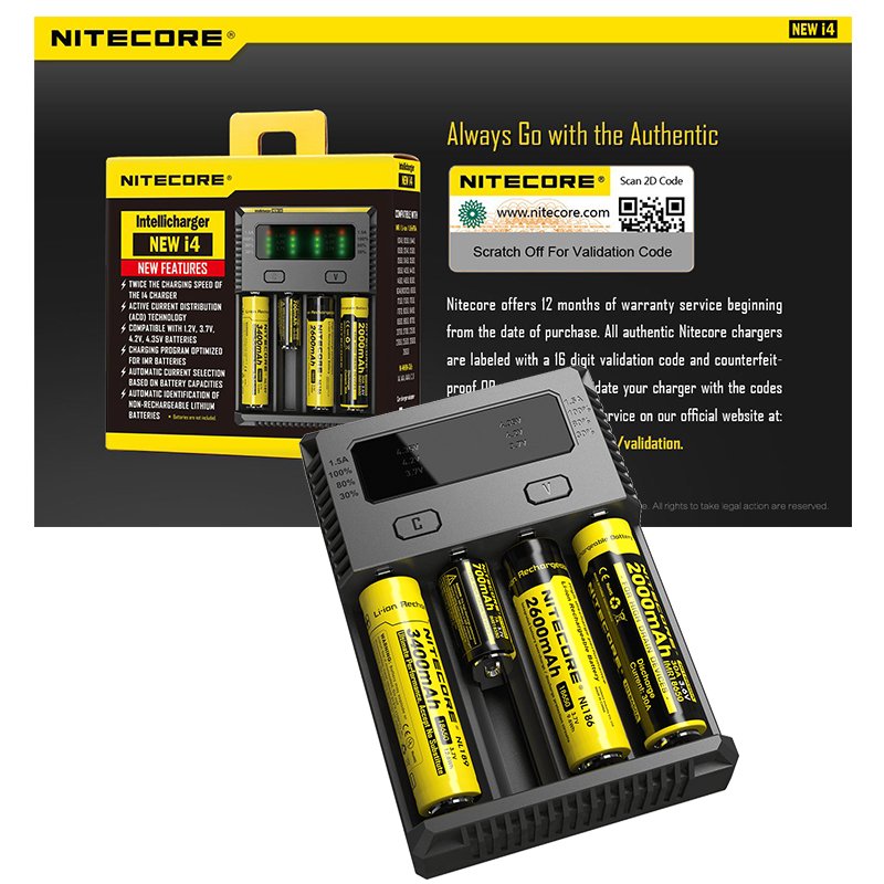  Nitecore i4 Pil Şarj Cihazı (AA-AAA-C-18650)
