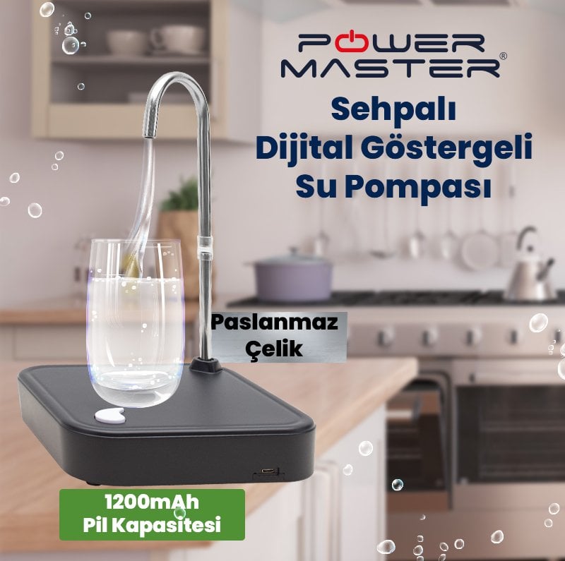 Powermaster Sehpalı Dijital Göstergeli Damacana Su Pompası PM-4937