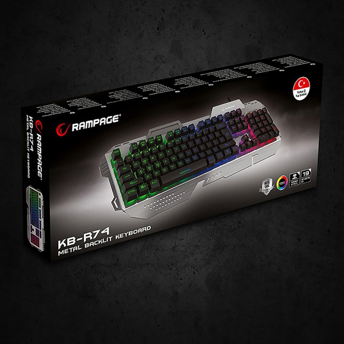 Everest Rampage KB-R74 Gökkuşağı Aydınlatmalı Usb Oyuncu Q Klavye