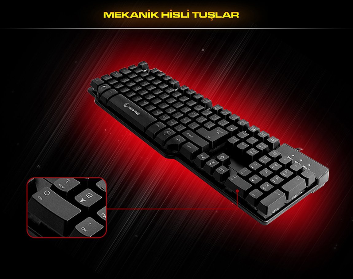 Rampage KB-R8 USB 3 Farklı Aydınlatmalı Oyun Q Mekanik Hisli Klavye