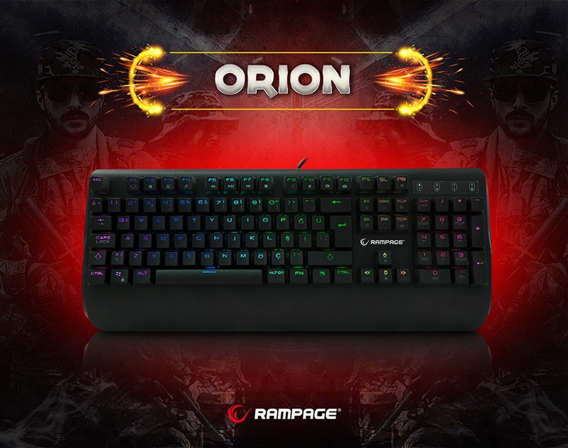 Rampage KB-R90 ORION RGB Versiyon USB Blue Switch Gaming Mekanik Klavye