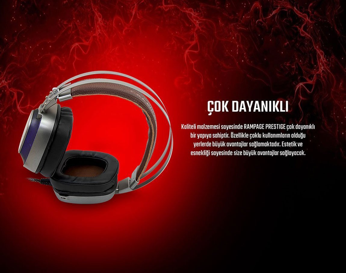 Rampage SN-RW77 PRESTIGE USB 7.1 Ergonomik Tasarım Gizli Mikrofonlu Oyuncu Kulaklık