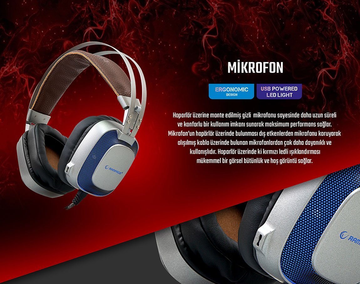 Rampage SN-RW77 PRESTIGE USB 7.1 Ergonomik Tasarım Gizli Mikrofonlu Gaming Oyuncu Kulaklık