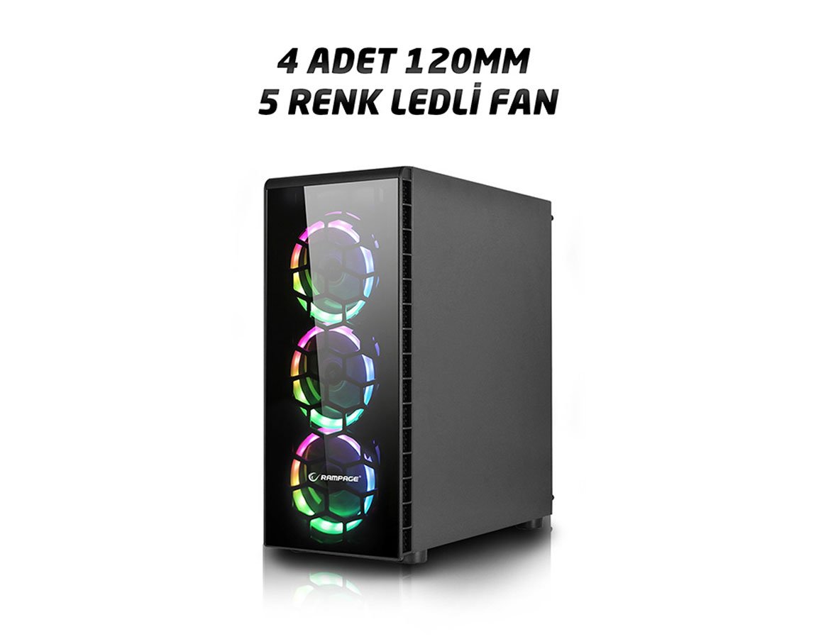 Rampage RAIDER 4*12cm 5 Renk Fan 1*Usb 3.0 2*Usb 2.0 Gaming Oyuncu Kasası 2 