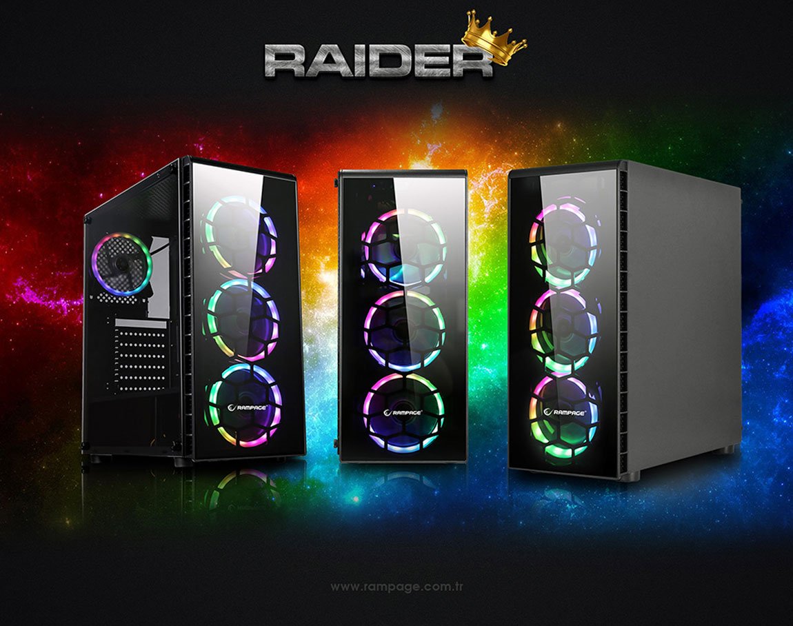 Rampage RAIDER 4*12cm 5 Renk Fan 1*Usb 3.0 2*Usb 2.0 Gaming Oyuncu Kasası 8 