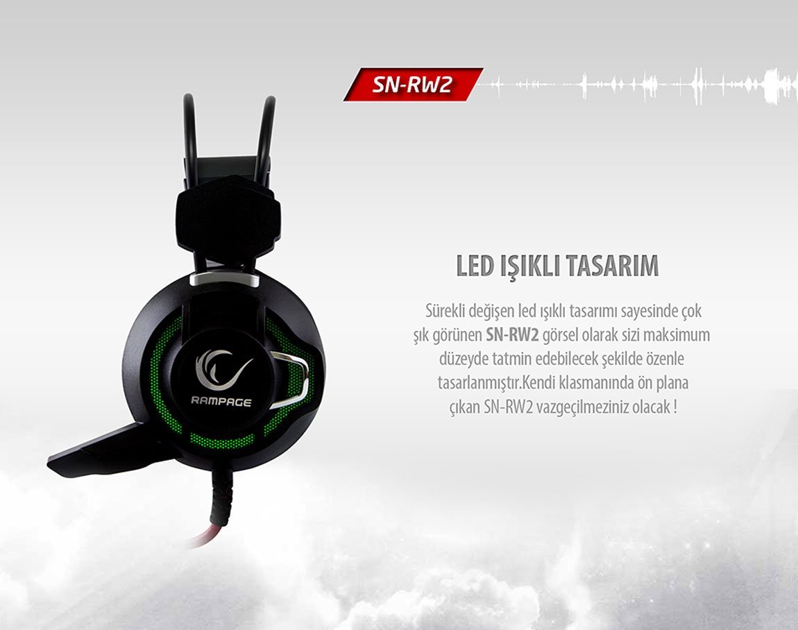 Rampage SN-RW6 Raptor Gümüş/siyah 7.1 Surround Sound System Titresimli Gaming Mikrofonlu Kulaklık
