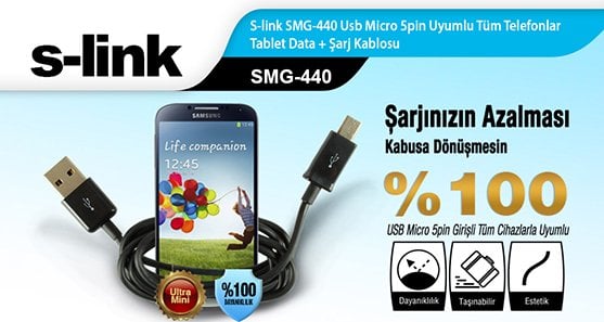 S-link micro usb şarj aleti