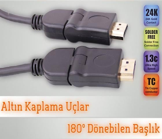 S-Link SLX-309 Oynar Başlı Hareketli Gold HDMI Kablo 1