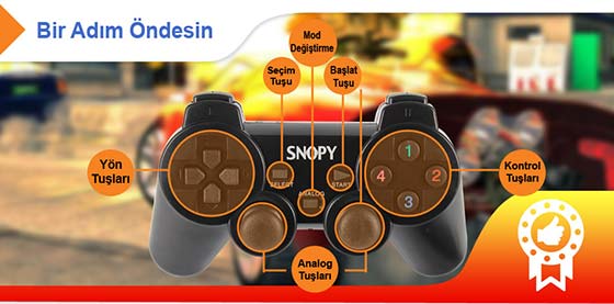 Snopy SG-406 Usb Joypad Çift Titreşimli joypad