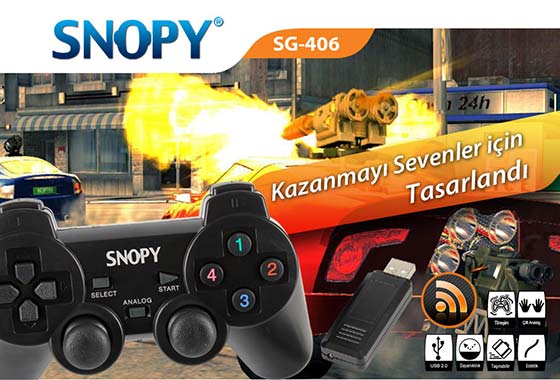 Snopy SG-406 Usb Joypad Çift Titreşimli Kablosuz Kol 