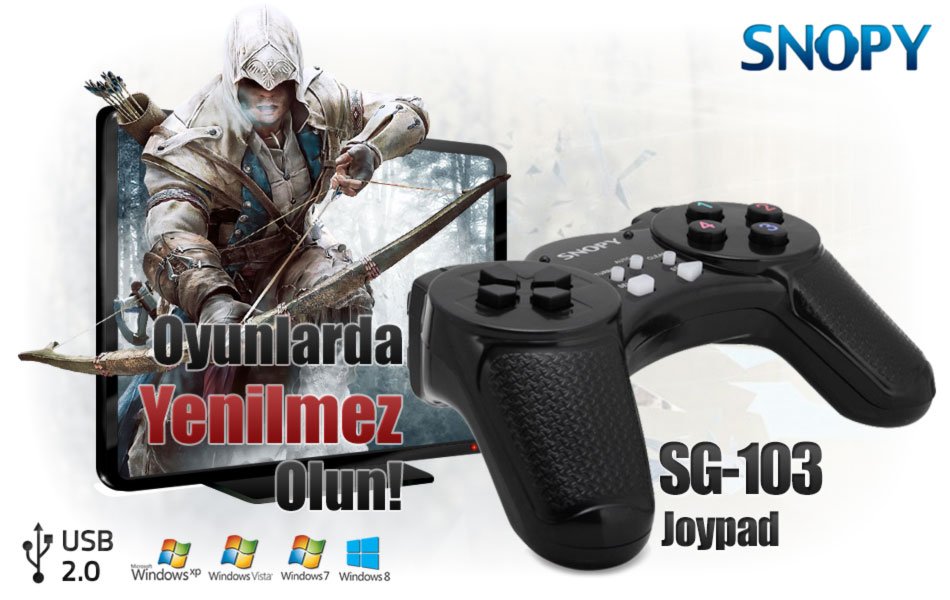 Snopy SG-103 Turbo Fonksiyon USB Joypad Oyun Kolu İçerik