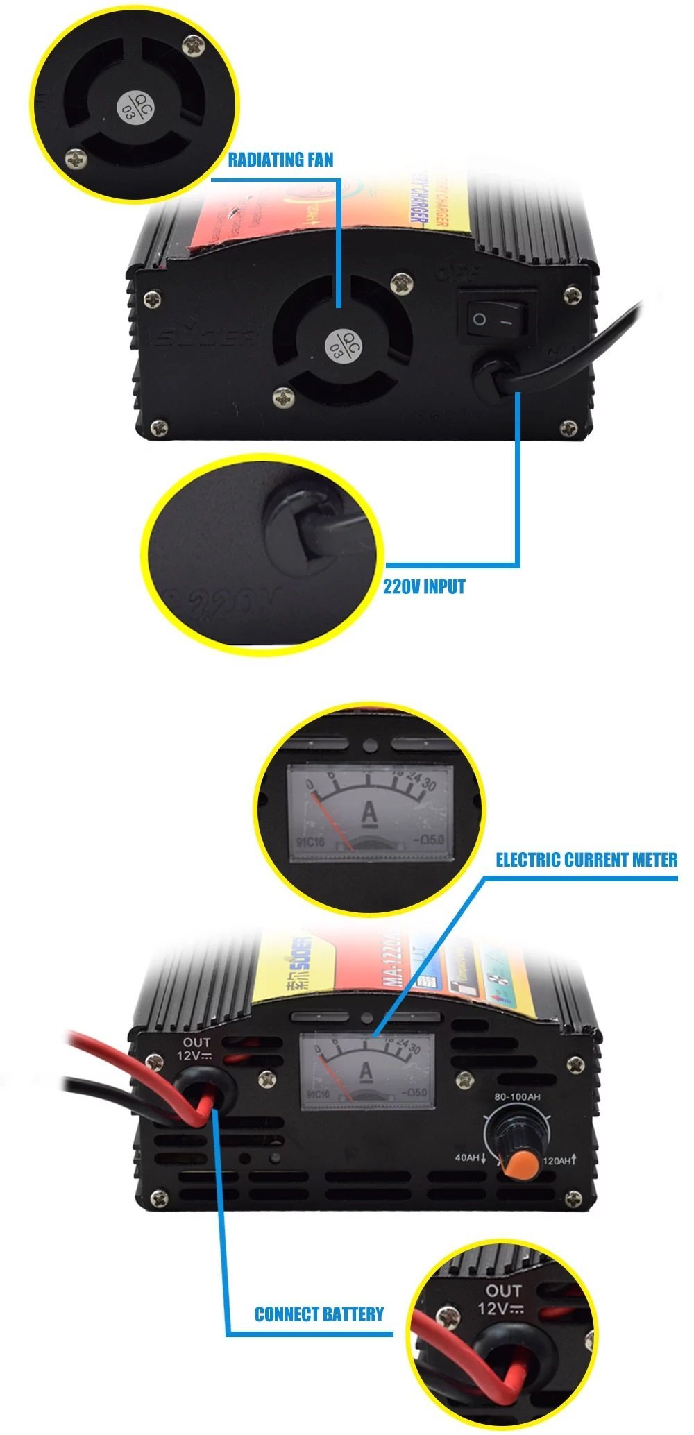 Suoer MA-1220AS 12 Volt 20 Amper Akıllı Akü Şarj Cihazı