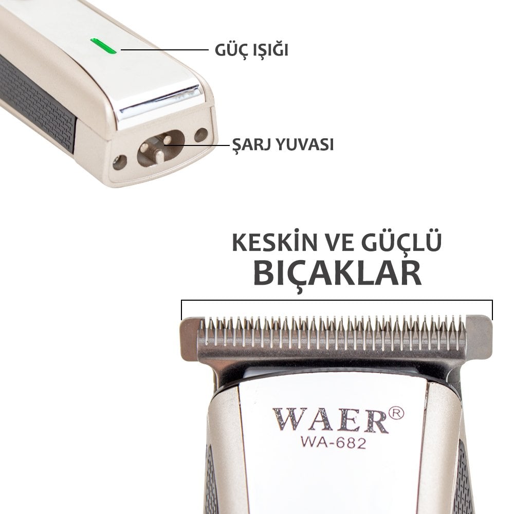 Waer Profesyonel Şarjlı Saç Sakal Traş Makinesi WA-682