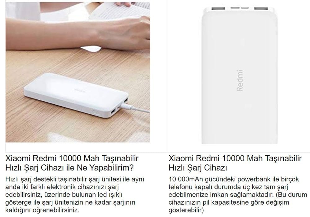 Xiaomi Redmi 10000 mAh Hızlı 2 Çıkışlı Type-C Powerbank PB100LZM