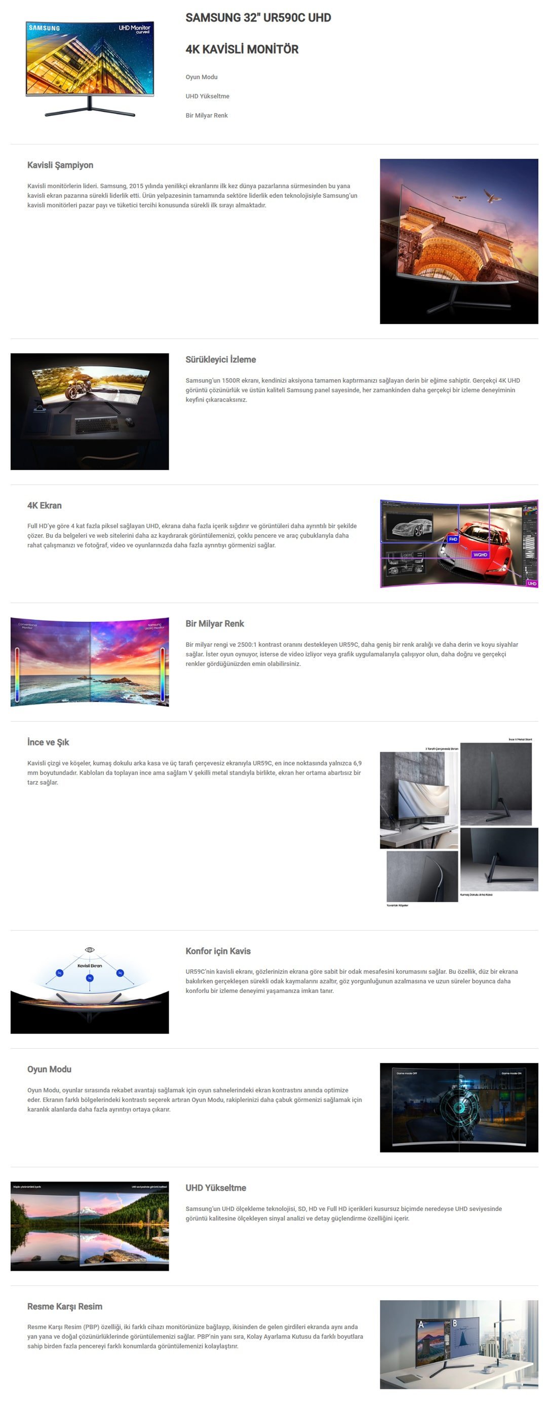 Samsung yüksek performanslı kavisli oyuncu monitorü