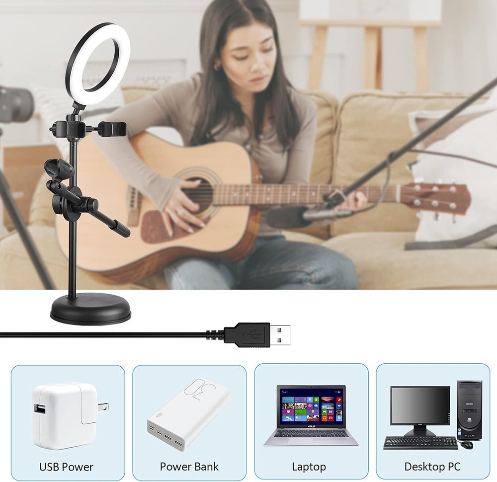 Magicvoice DS-HD29 Masa Üstü 4in1 (Ledli -İki Telefon-Bir Mikrofon Tutacağı) Stand 
