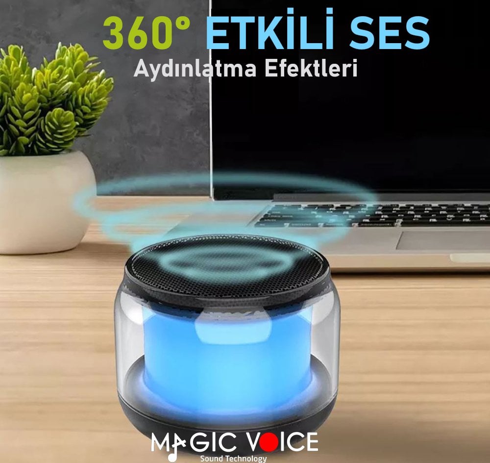 Magicvoice S-300 Şeffaf Camlı Renkli 5w Taşınabilir Bluetooth Hoparlör