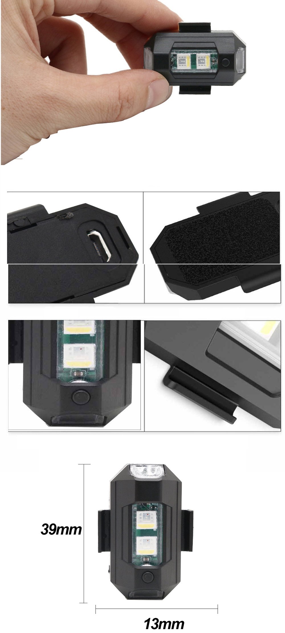 Powermaster PM-20269 Universal Ledli Şarjlı 7 Renkli Motosiklet Araba Uyarı Lambası
