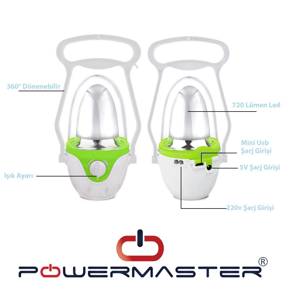 Powermaster Şarjlı Kamp Lambası 40 Ledli 15W WD-833 Özellikleri