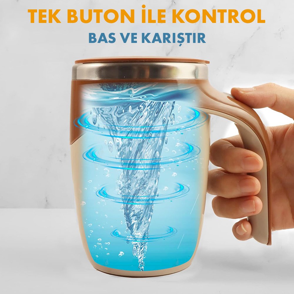 Sunup Paslanmaz Çelik Pilli Otomatik Kahve Karıştırıcı Kupa