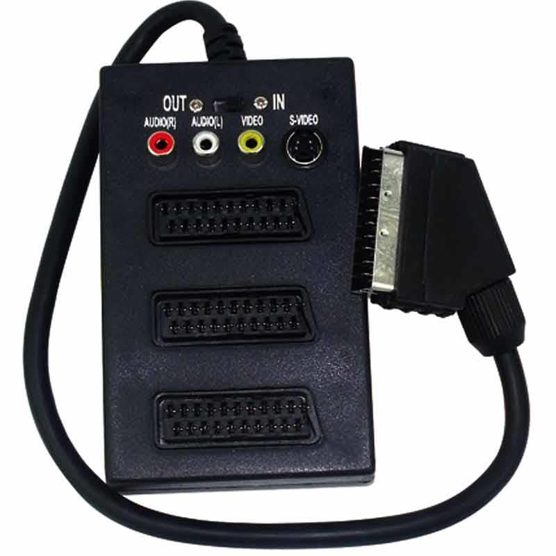 1 ERKEK - 3 DİŞİ S-VHS + SWITCHLİ TOS FİŞLİ 3LÜ SCART DAĞITICI