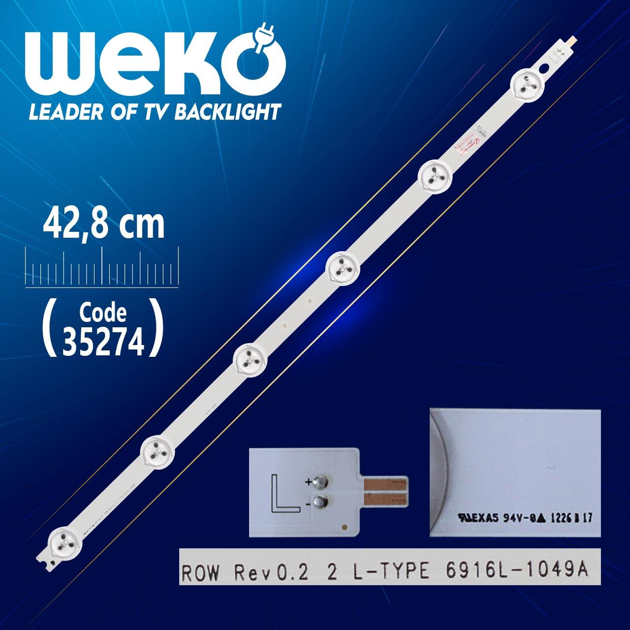 42 ROW REV0.2 2 L-TYPE 6916L-1049A - 42.8 CM 6 LEDLİ - (WK-916)