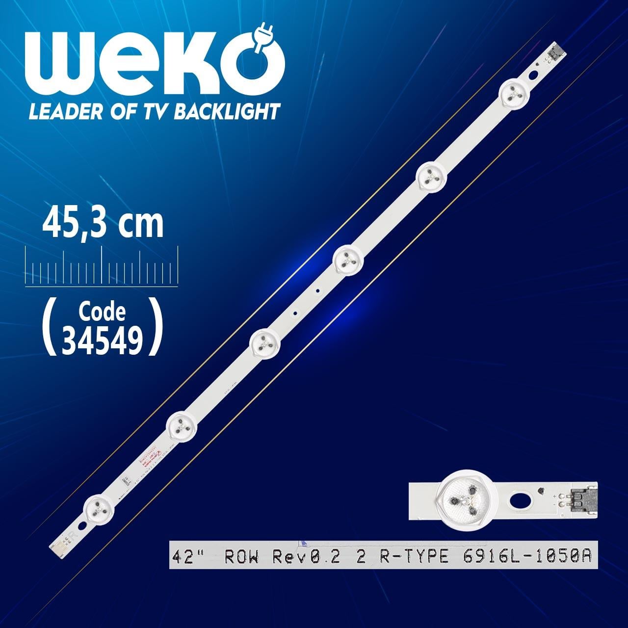 42 ROW REV0.2 2 R-TYPE 6916L-1050A - 45.3 CM 6 LEDLİ (WK-622)