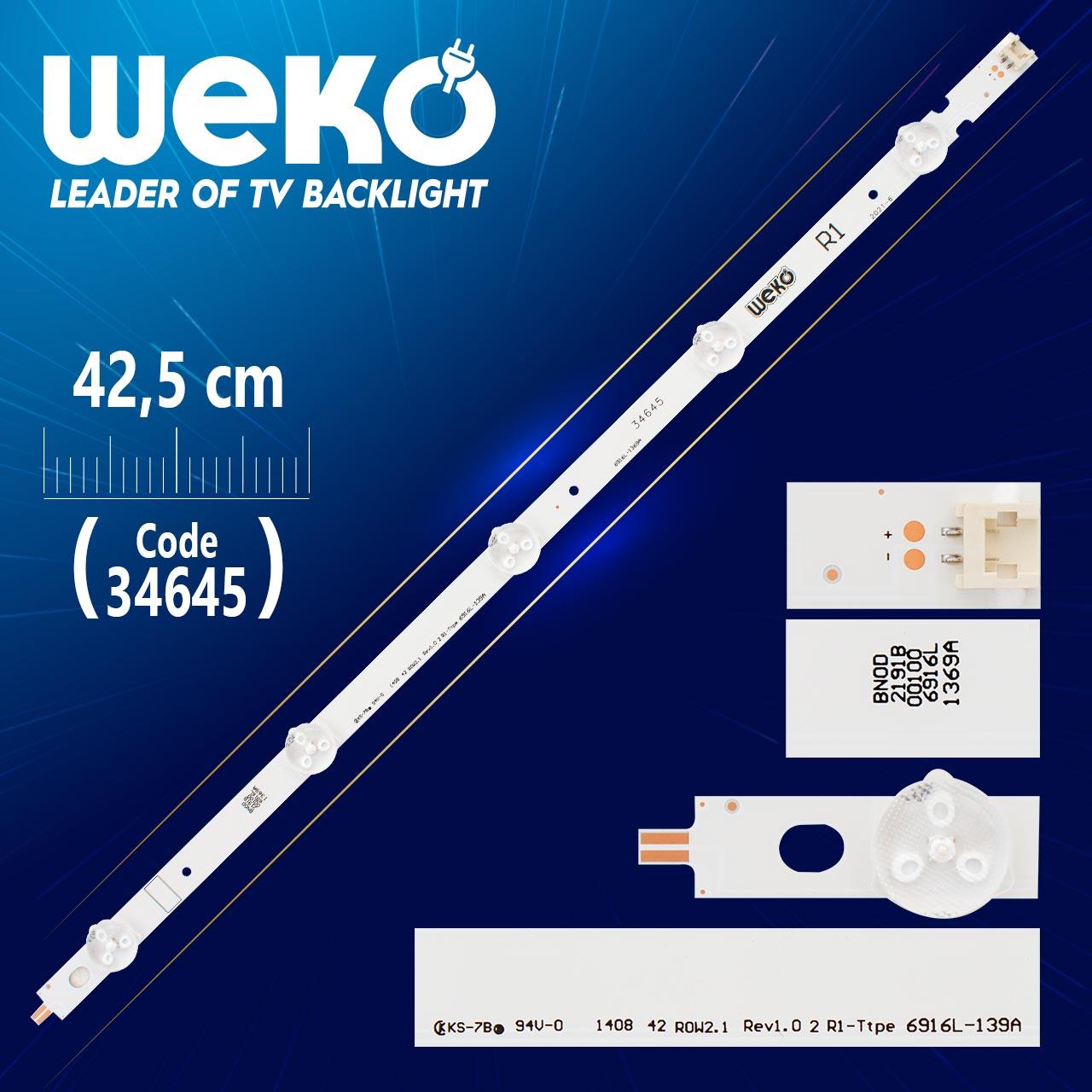 42 ROW2.1 REV1.0 2 R1-TYPE 6916L-1369A - 42.4 CM 5 LEDLİ - (WK-080)